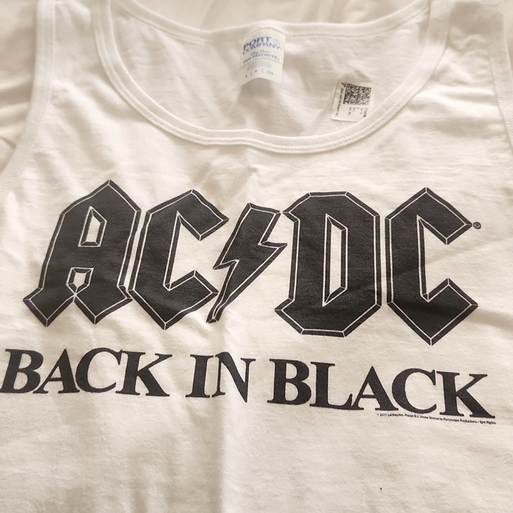 AC/DC Back in Black White Tank Top - Picture 2 of 5